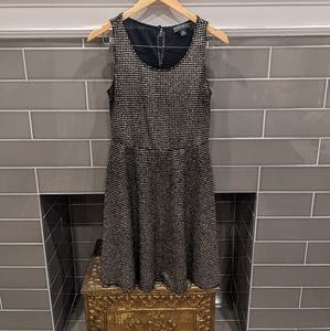 Black and gold houndstooth dress